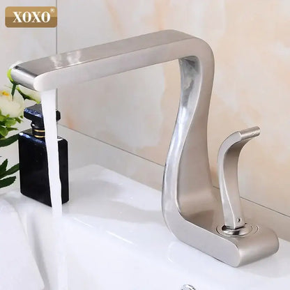 Modern black brass single handle basin faucet bathroom waterfall sink