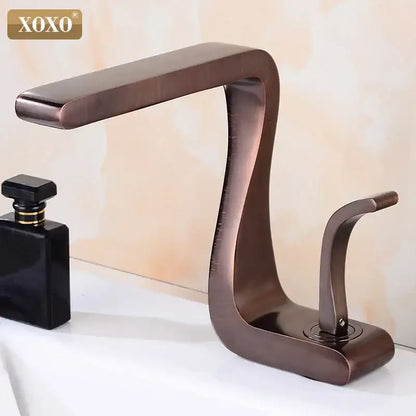 Modern black brass single handle basin faucet bathroom waterfall sink
