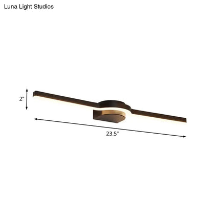 Modern black & brass slim line led vanity light bathroom warm light