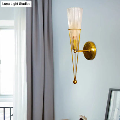 DecorBites™ Modern Black/Brass Torch Sconce with Clear Crystal Accent - Elegant 1-Light Wall Lamp
