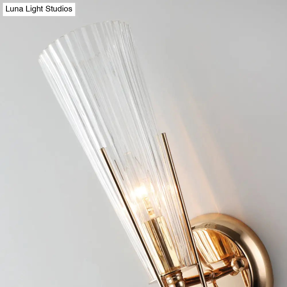 DecorBites™ Modern Black/Brass Torch Sconce with Clear Crystal Accent - Elegant 1-Light Wall Lamp