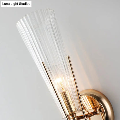 DecorBites™ Modern Black/Brass Torch Sconce with Clear Crystal Accent - Elegant 1-Light Wall Lamp