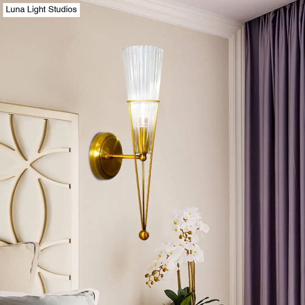 DecorBites™ Modern Black/Brass Torch Sconce with Clear Crystal Accent - Elegant 1-Light Wall Lamp