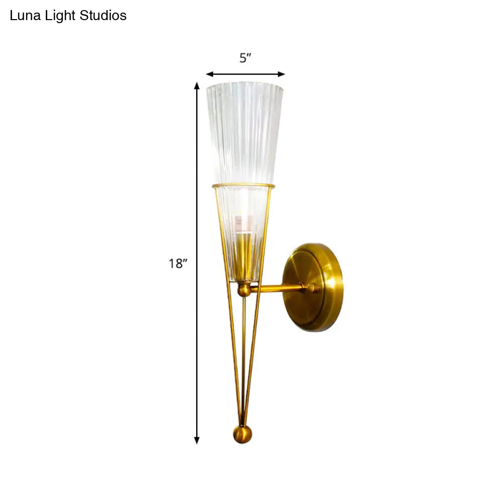 DecorBites™ Modern Black/Brass Torch Sconce with Clear Crystal Accent - Elegant 1-Light Wall Lamp