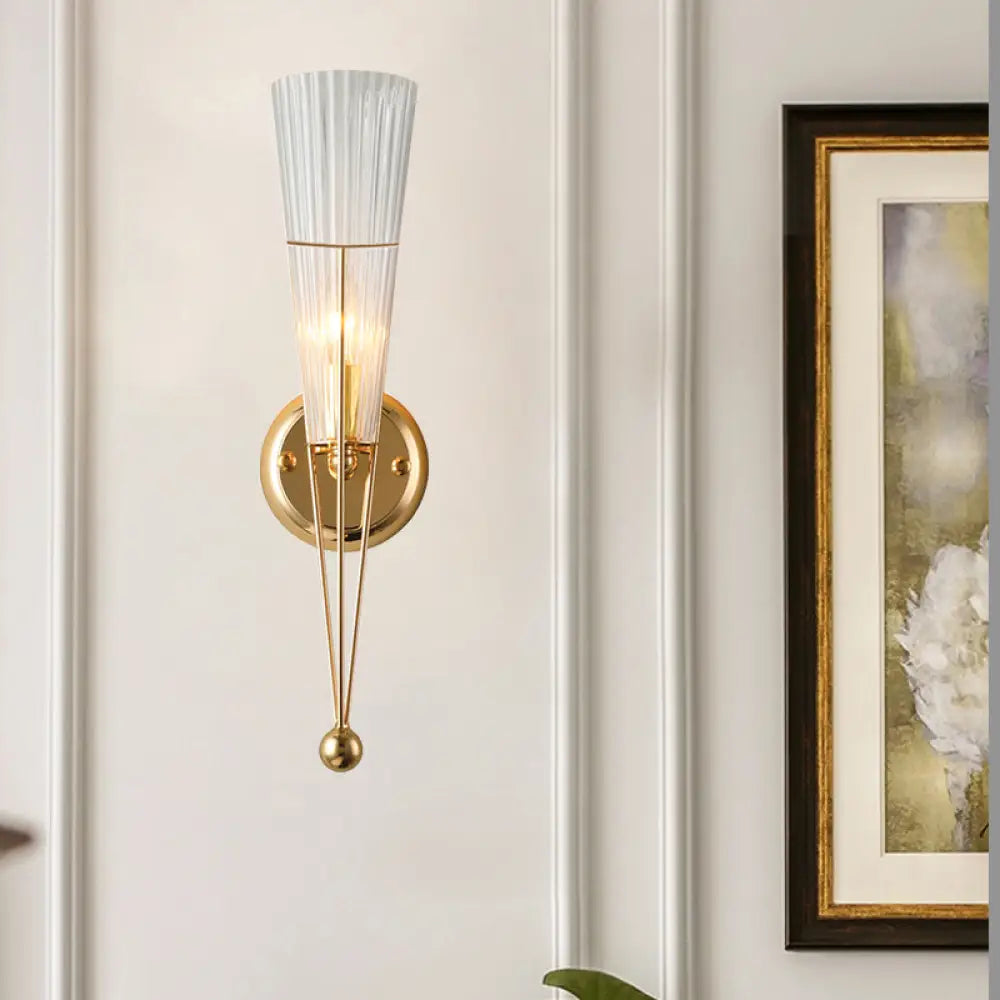 DecorBites™ Modern Black/Brass Torch Sconce with Clear Crystal Accent - Elegant 1-Light Wall Lamp