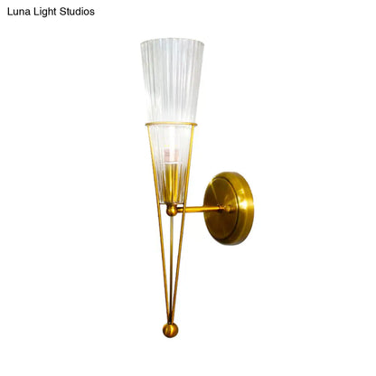 DecorBites™ Modern Black/Brass Torch Sconce with Clear Crystal Accent - Elegant 1-Light Wall Lamp