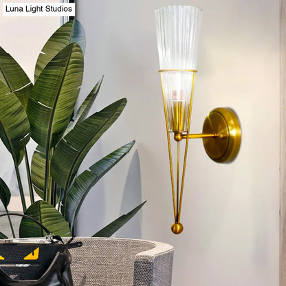 DecorBites™ Modern Black/Brass Torch Sconce with Clear Crystal Accent - Elegant 1-Light Wall Lamp