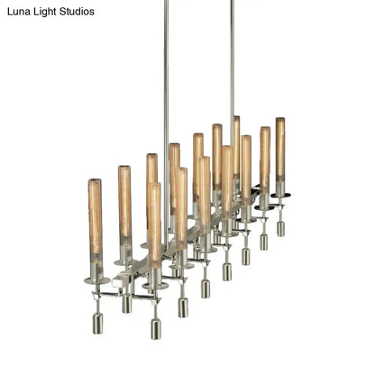 Modern black & brass tube island chandelier – kitchen hanging lamp