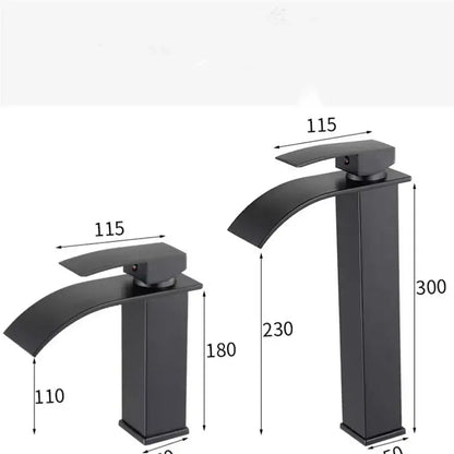 Modern black brass waterfall faucet bathroom single handle mixer