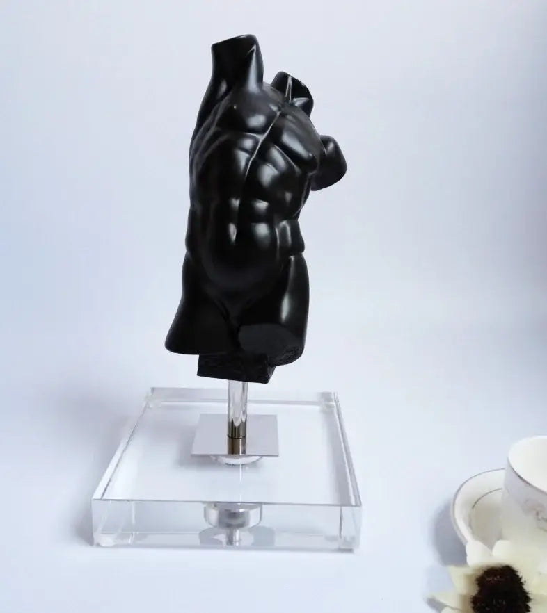 Modern black brokeback male nude resin sculpture living room decor