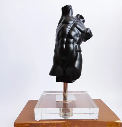 Modern black brokeback male nude resin sculpture living room decor