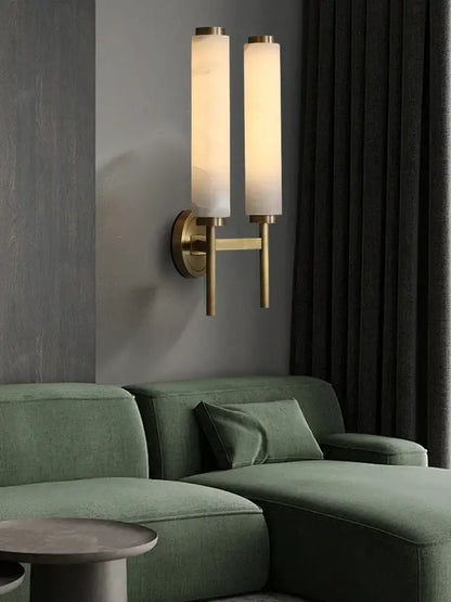 Modern black bronze alabaster wall lights living room sconce