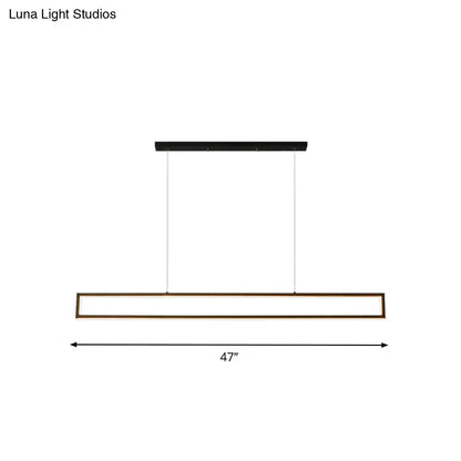 Modern black & bronze rectangular led pendant dining room white light