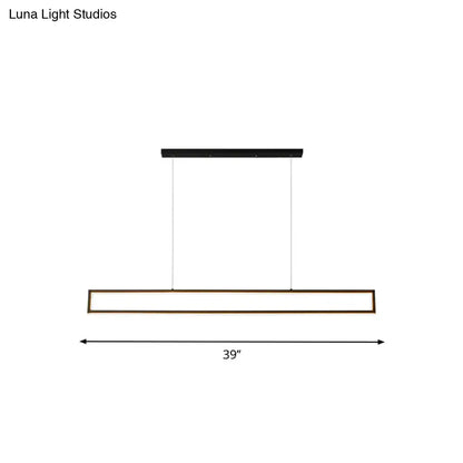 Modern black & bronze rectangular led pendant dining room white light