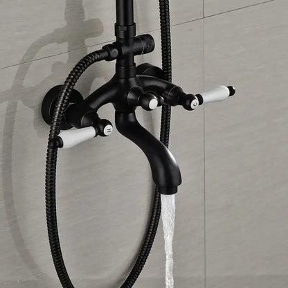 Modern black bronze & white shower faucet set bathroom rainfall column
