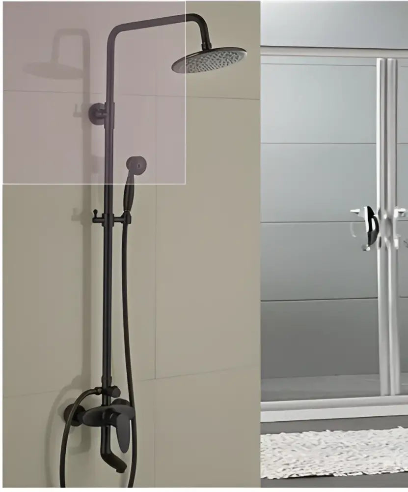 Modern black bronze & white shower faucet set bathroom rainfall column