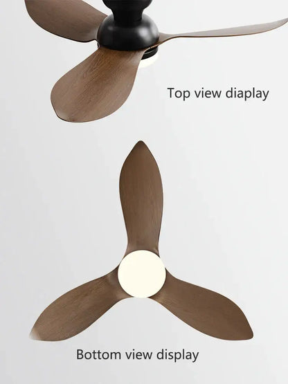 Modern black & brown low floor ceiling fan led light living room