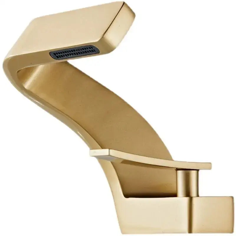 Modern black & brushed gold waterfall basin faucet bathroom mixer