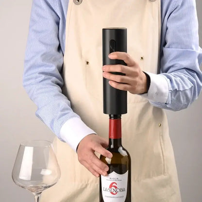 Modern black brushed metal electric wine opener kitchen accessory