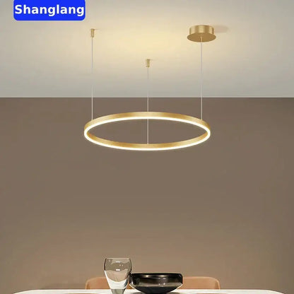 Modern black brushed rings led chandelier for living room