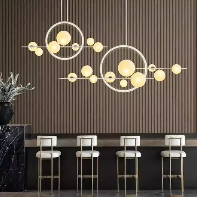 Modern black bubble glass chandelier dining room pendant light