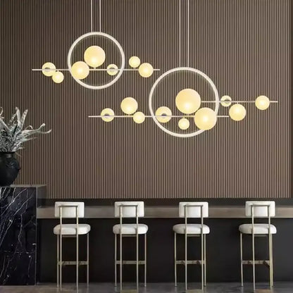 Modern black bubble glass chandelier dining room pendant light