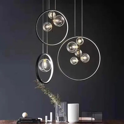 Modern black bubble glass chandelier dining room pendant light