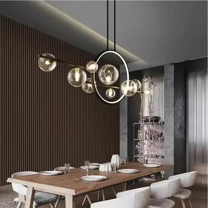 Modern black bubble glass chandelier dining room pendant light