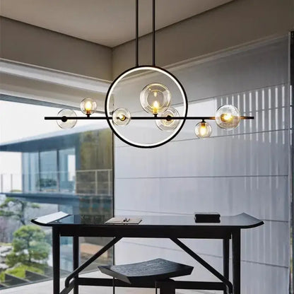 Modern black bubble glass chandelier dining room pendant light