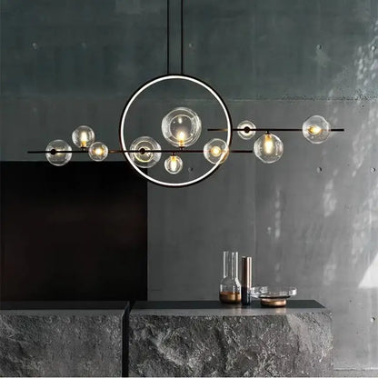 Modern black bubble glass chandelier dining room pendant light