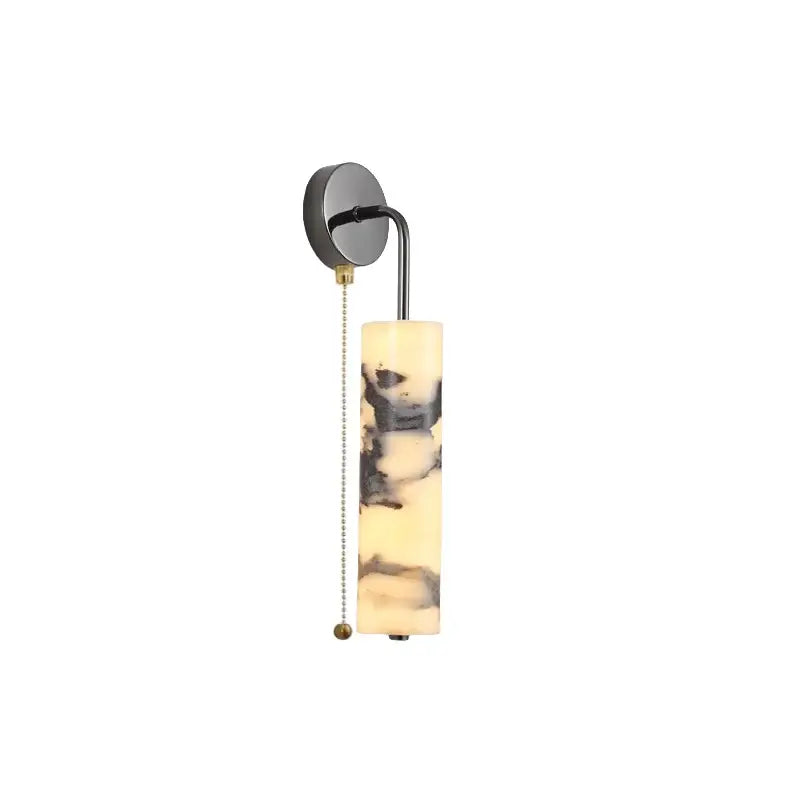 Modern black carbon steel led wall lamp with alabaster bedroom shade