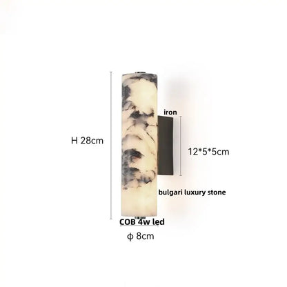 Modern black carbon steel led wall lamp with alabaster bedroom shade