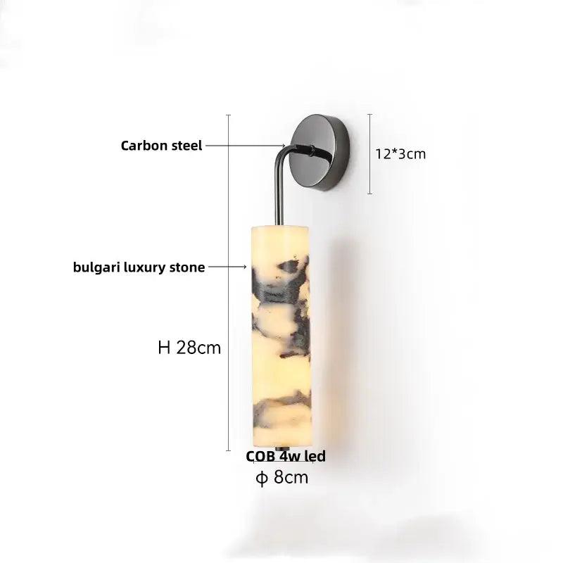 Modern black carbon steel led wall lamp with alabaster bedroom shade