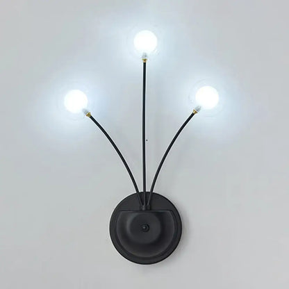 Modern black cast iron double globe wall sconce living room light