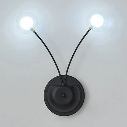 Modern black cast iron double globe wall sconce living room light