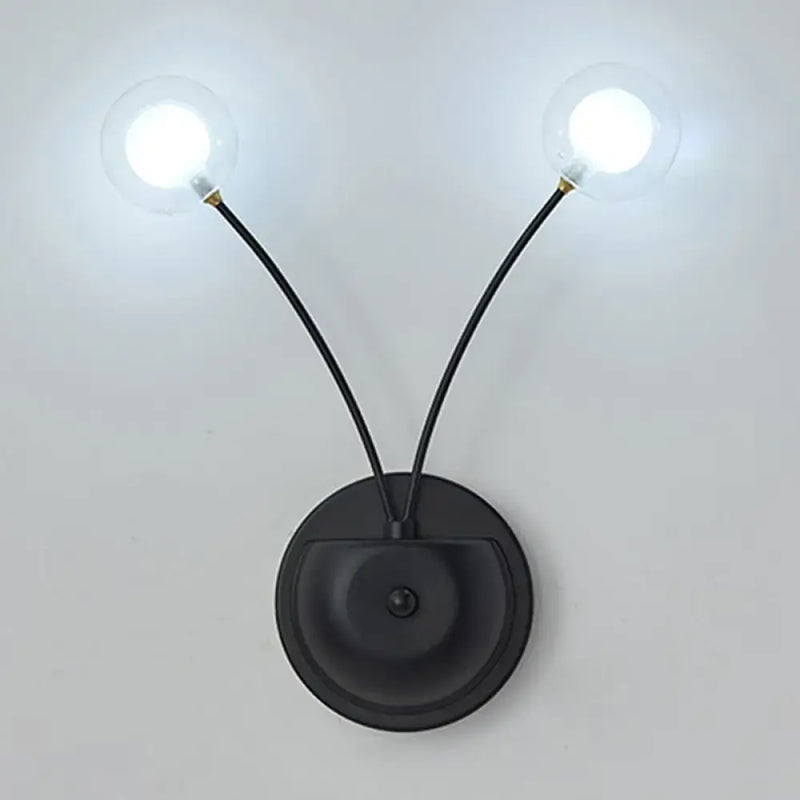 Modern black cast iron double globe wall sconce living room light