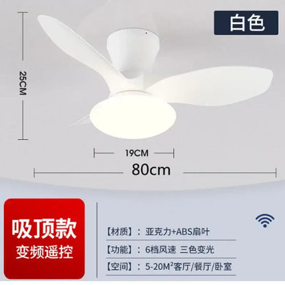 Modern black ceiling fan lamp for living room with remote control