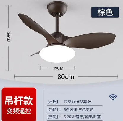 Modern black ceiling fan lamp for living room with remote control