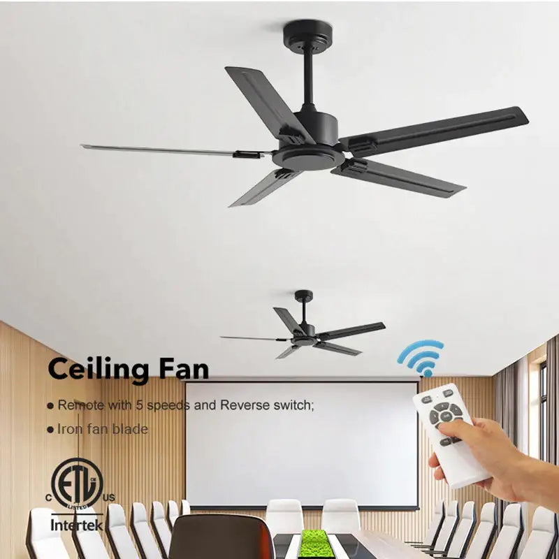 Modern black ceiling fan with 35w dc motor for living room