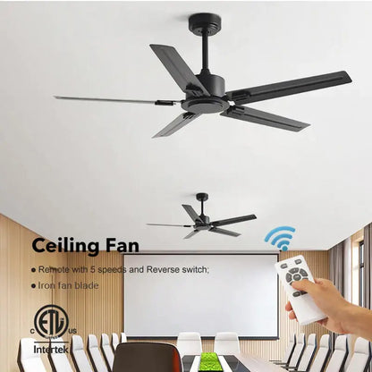 Modern black ceiling fan with 35w dc motor for living room