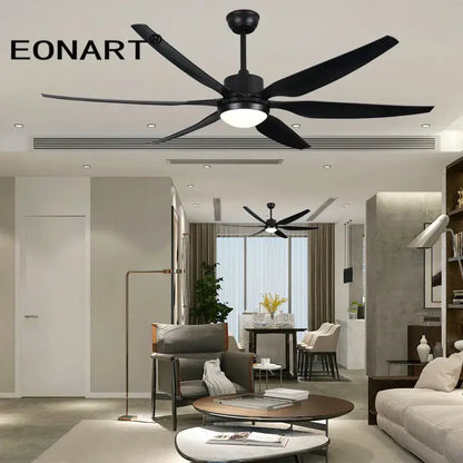 Modern black ceiling fan with led light and remote control living room