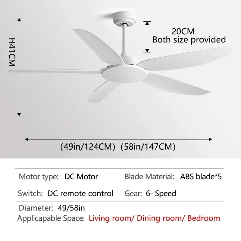 Modern black ceiling fan with remote control for commercial living room
