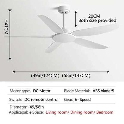 Modern black ceiling fan with remote control for commercial living room