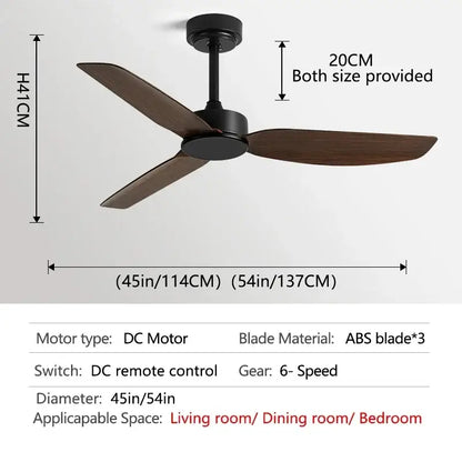 Modern black ceiling fan with remote control for commercial living room