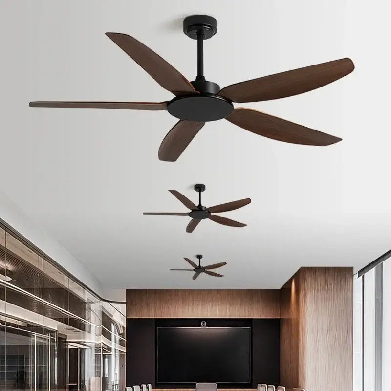 Modern black ceiling fan with remote control for commercial living room