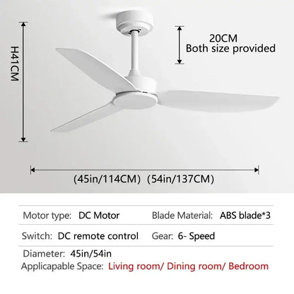 Modern black ceiling fan with remote control for commercial living room