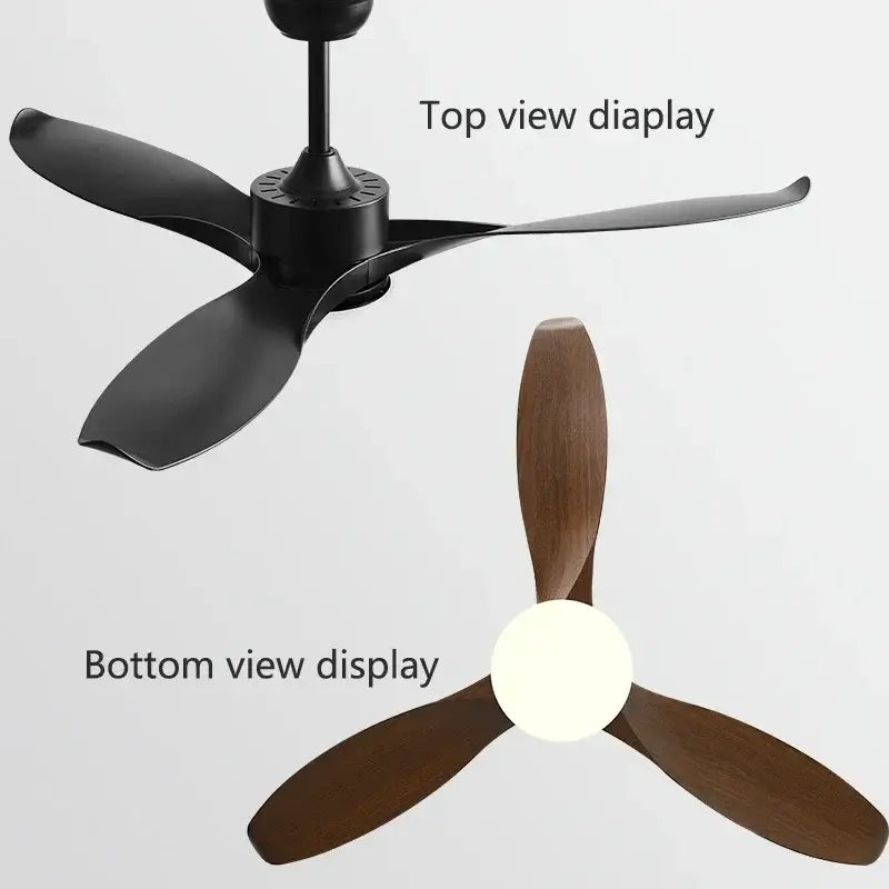 Modern black ceiling fan with remote control for living room