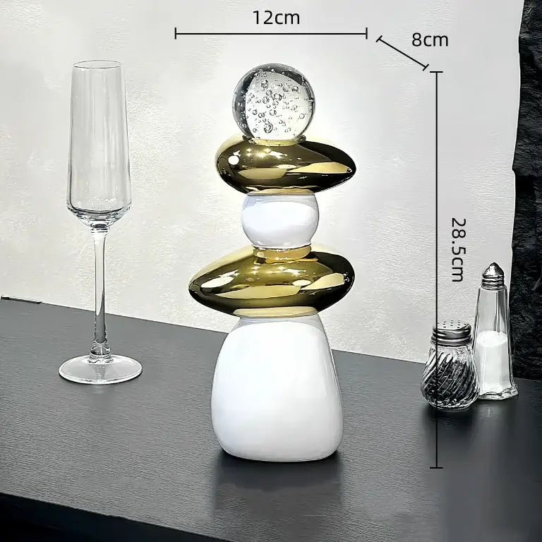 Modern black ceramic decorative crystal ball statue living room decor