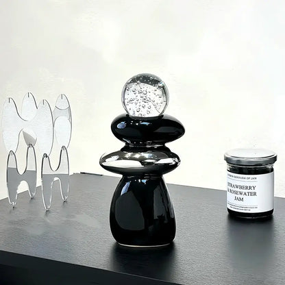 Modern black ceramic decorative crystal ball statue living room decor