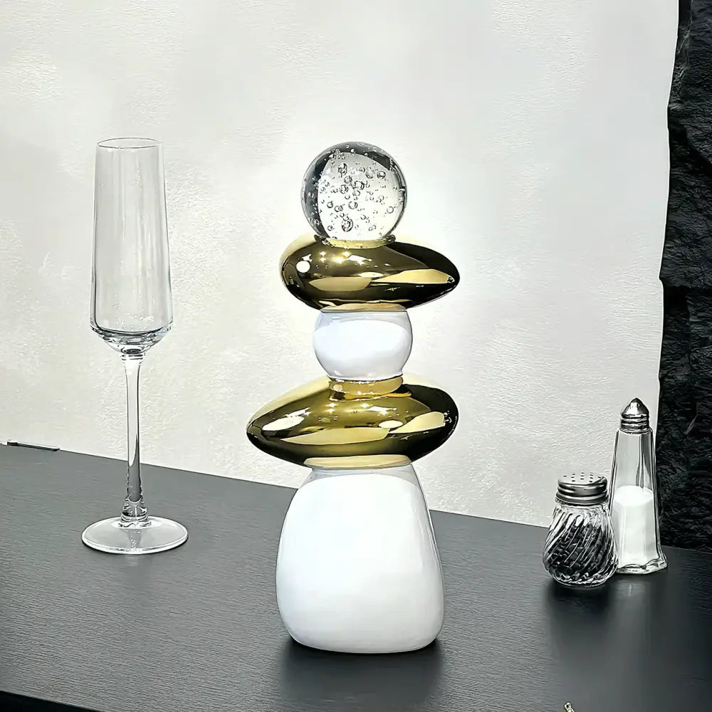 Modern black ceramic decorative crystal ball statue living room decor